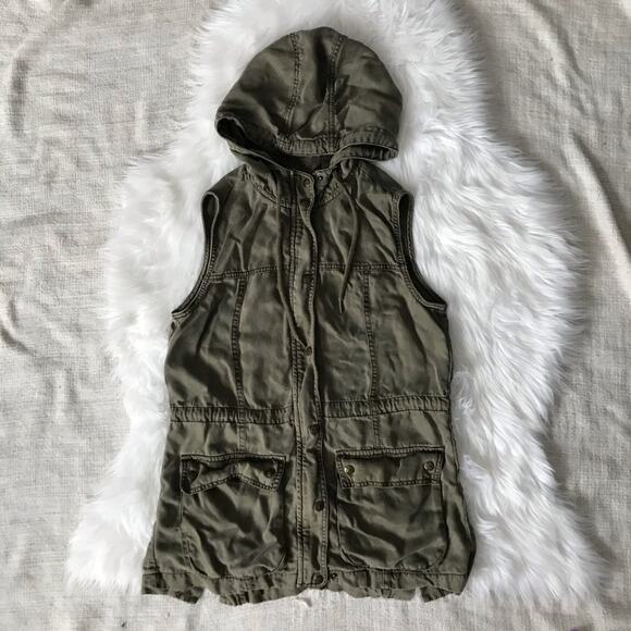 Army Green Utility Sleeveless Jacket grunge Grungecore Y2K - Picture 10 of 12